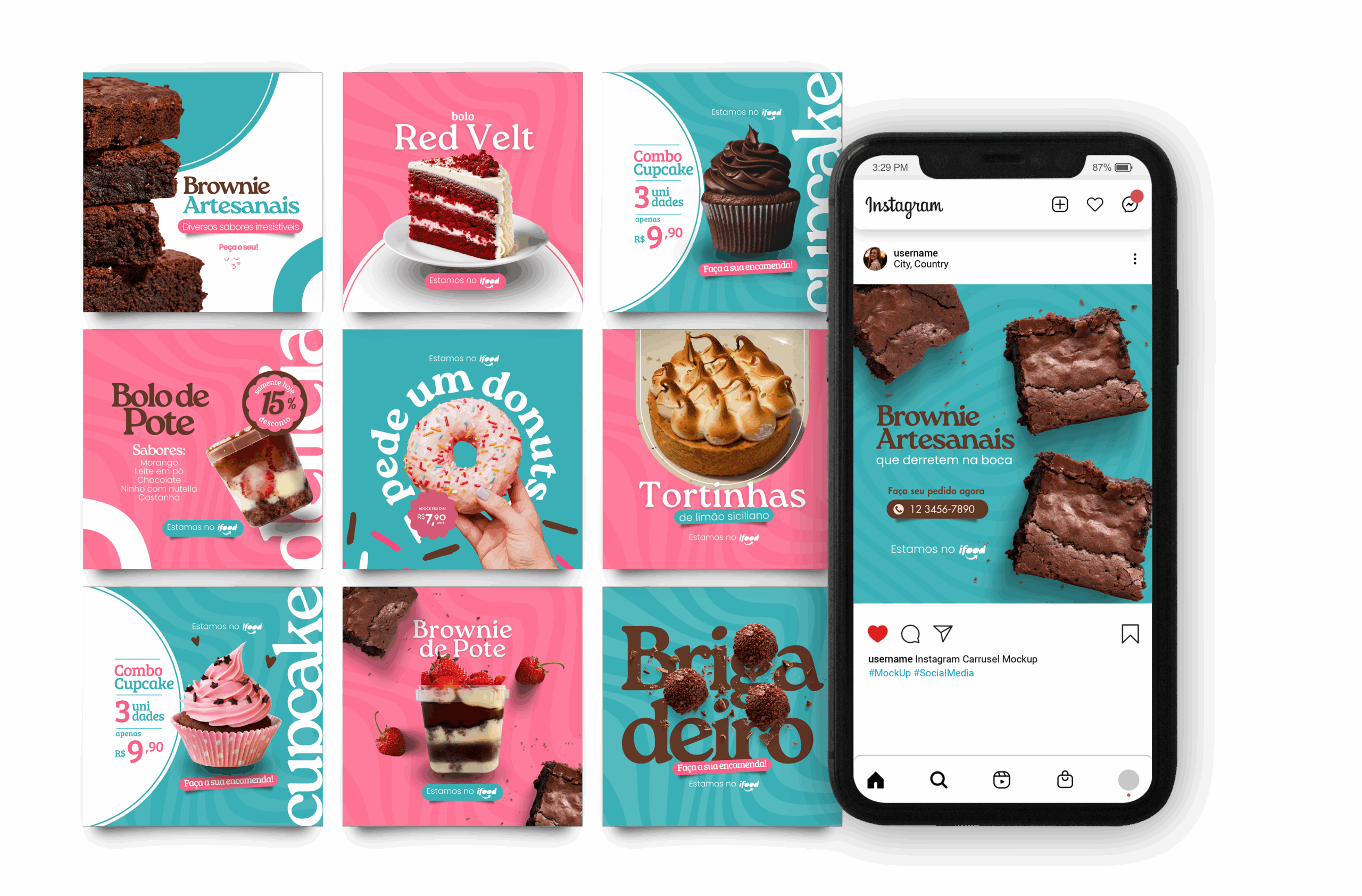 Mockup do Instagram - Pack Confeitaria